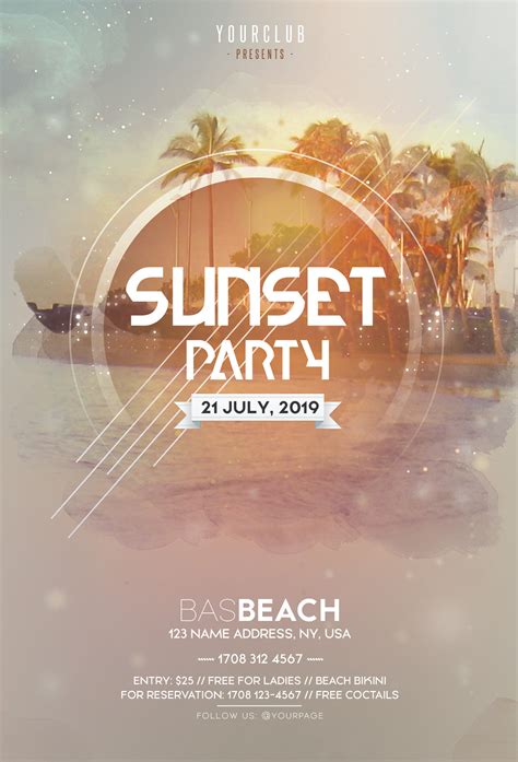 Sunset Party Free PSD Flyer Template on Behance