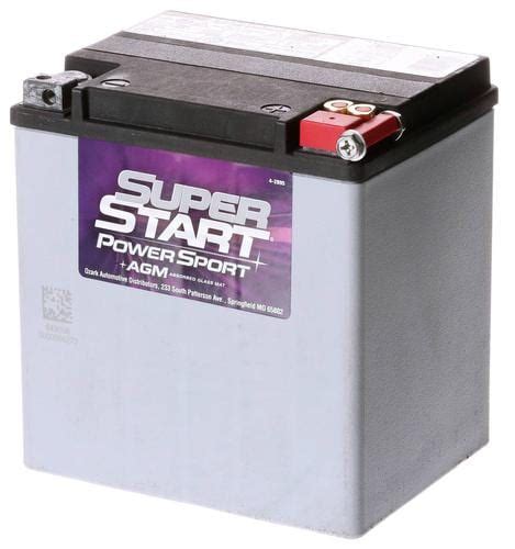 Super Start Powersport AGM batteries are designed to handle the demands of motorcycles, personal watercraft, snowmobiles, ATVs, scooters, and riding mower applications. Super Start Group B16 Powersport AGM batteries are spill-proof, leak-proof, and provide 20 times the vibration resistance to provide superior power and excellent durability.. 