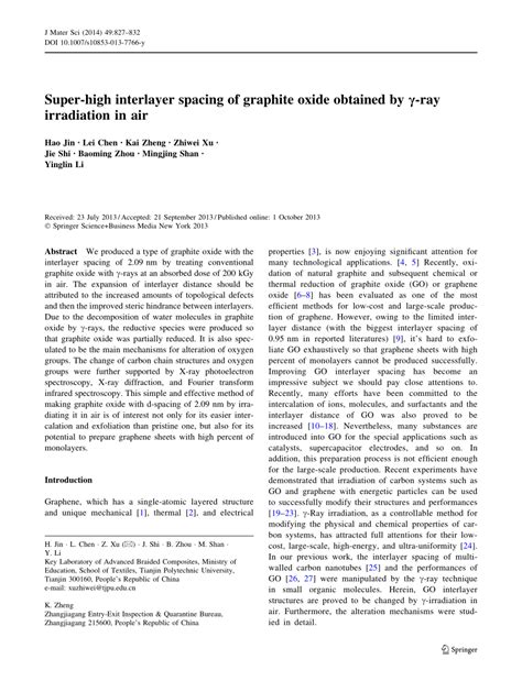 Super-high interlayer spacing of graphite oxide obtained …