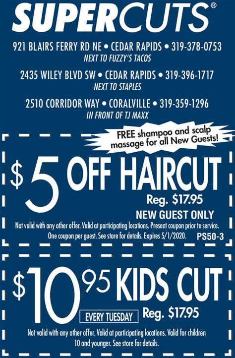 Supercuts dollar5 off wednesday. About Personal Care coupons. Listed above you'll find some of the best Personal Care coupons, discounts and promotion codes as ranked by the users of RetailMeNot.com. To use a coupon simply click the coupon code then enter the code during the store's checkout process. 6571. 