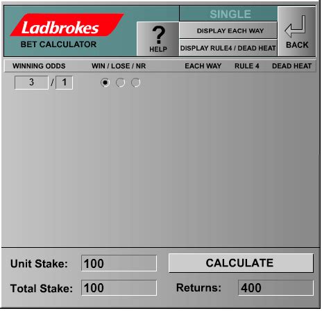 Superfecta bet calculator. Horse Betting Calculator as a Handicapping Calculator Another form of a horse racing bet calculator is the horse handicapping calculator, an application designed to determine which horse has the best chances to win, by measuring up factors and figures taken from a vast array. The horse handicapping calculator uses factors such as the race ... 
