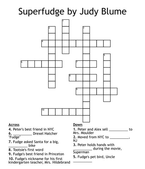 Here is the answer for the crossword clue "Beloved" novelist Toni last seen in Premier Sunday puzzle. We have found 40 possible answers for this clue in our database. ... JUDYBLUME "Superfudge" novelist (9) Eugene Sheffer : May 9, 2024 : Show More Answers (30) To get better results - specify the word length & known letters in the search.