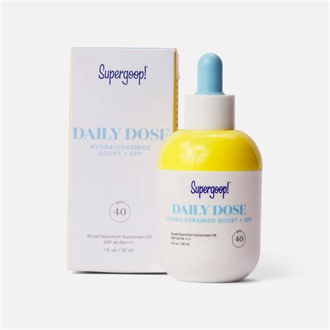 Includes: Supergoop! Daily Dose Hydra-Ceramide Boost + SPF 40 Oil - This moisturizing oil helps replenish and fortify the skin barrier to boost hydration & lock in moisture, plus it helps prevent future skin damage by protecting against UV rays. . 