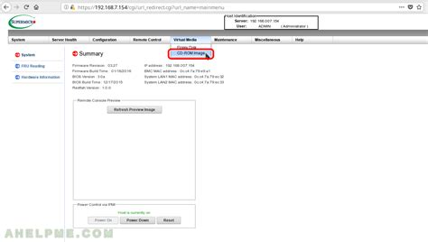 Supermicro ipmi virtual cd rom.  Remember to share the folder temp with R/W Aug 2...