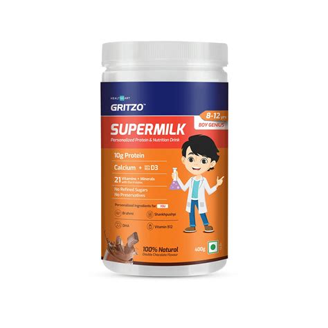 Supermilk. Gritzo SuperMilk is More Than Just a Protein Powder for Kids! Gritzo SuperMilk for Active Kids is optimised with essential nutrients for 4 to 7 year old kids. This whey protein powder for kids provides 30% of the daily protein with 100% RDA of Vitamin D3, 21 vitamins, minerals and electrolytes. This mouth-watering chocolate drink is a delight ... 
