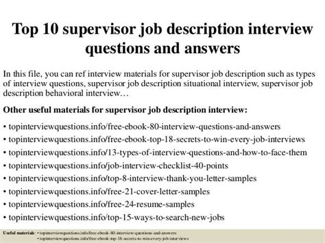 Supervisor Job Interview Questions Answers