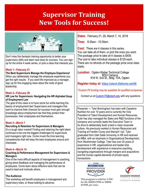 Supervisors training program. They need training to be successful in their new roles. Consider these six key steps to develop a successful supervisory training program in your organization: Interview current supervisors to understand: Challenges in their roles. What skills they use frequently. What they wish they knew when they started their new role. 