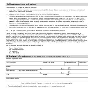 Supplemental Application for Disaster Plates - Massachusetts