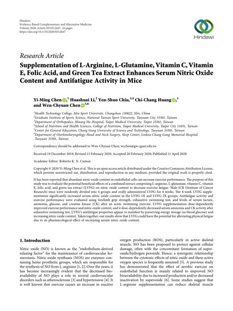 Supplementation of L-Arginine, L-Glutamine, Vitamin C, Vitamin E, Folic …