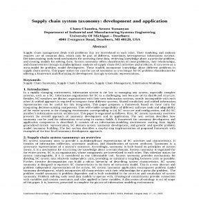 Supply chain system taxonomy: development and application