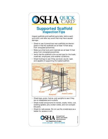 Supported Scaffold Inspection Tips QuickCard™(OSHA 3318 2005) by