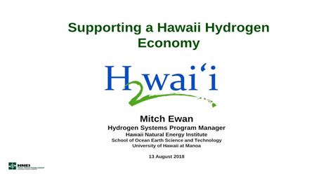 Supporting a Hawaii Hydrogen Economy