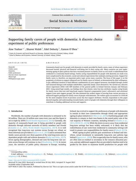 Supporting family carers of people with dementia: A discrete …