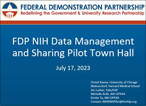 Supporting the FDP NIH Data Management and Sharing Pilot