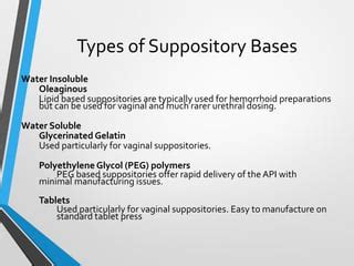 Suppository bases ppt.  Additionally, it covers methods of preparation, including hand This...