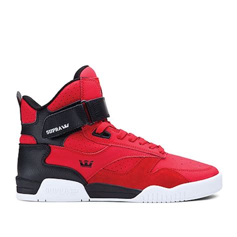 Supra shoes. As one of the brands primarily responsible for skate shoes turning towards a streetwear trend, Supra began in 2006, with the high-top Supra Vaider as their signature silhouette. This version comes with a primarily black upper accented by white trim, tongue and heel. Branding lands on the heel and side overlay, while below, the vulcanized rubber ... 