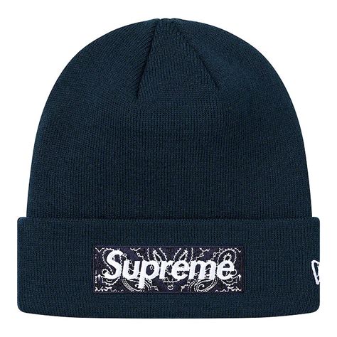 Supreme x New Era Box Logo Beanie Navy Blue - Sneakers Fris