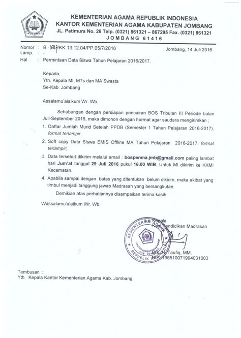 Surat Balasan Permintaan Data