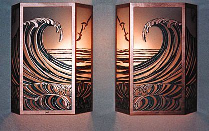 Surf Copper Wall Sconce (Right) - Hawaiian Wall Sconce