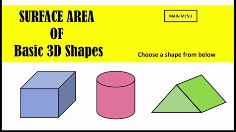 Surface Area of Basic 3D Shapes YouTube