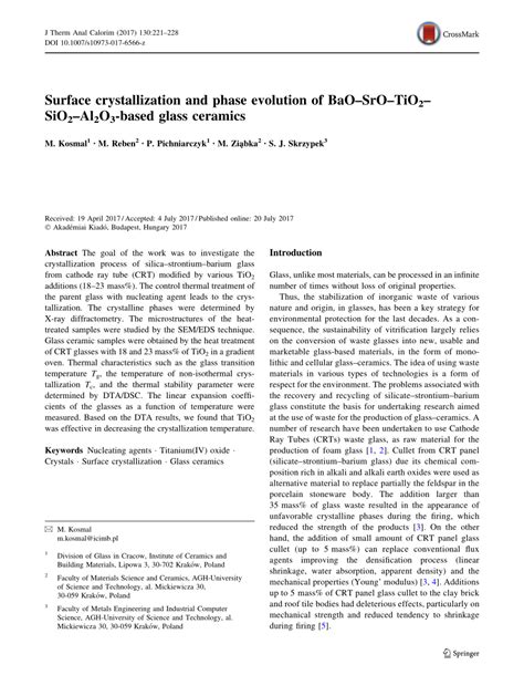 Surface crystallization and phase evolution of BaO–SrO–TiO