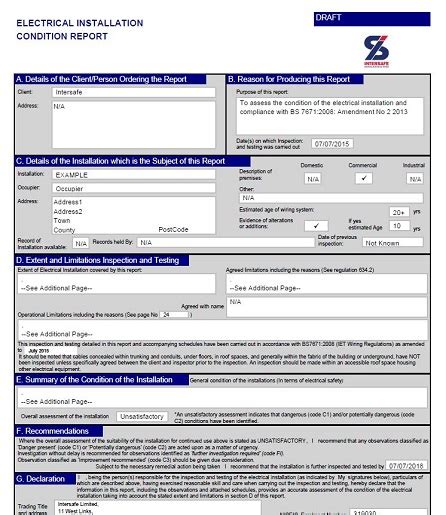 Surface wiring report.  Electrical Report Format &ndash; Fill Out and Use This PDF The Electrica...