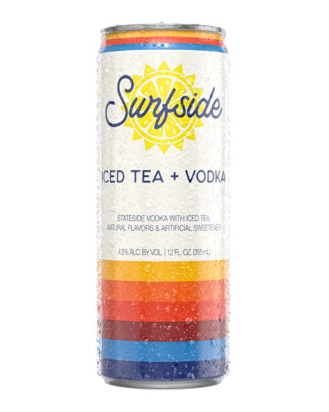 Surfside drink. SURFSIDE ICED TEA VODKA 4PK. $ 9.99. PHILADELPHIA, PA. Made with Stateside, small-batch, hand-crafted vodka. Extremely clean, made with real tea and no added sugar. 100 calories + 3 carbs. Non-carbonated! Crafted with certified gluten free, kosher, cold filtered, mineral enhanced, and 7x distilled vodka! Out of stock. 
