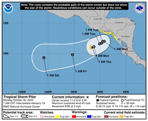Surge la tormenta tropical Pilar en el Pacífico este y amenaza con fuertes lluvias a Centroamérica