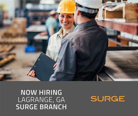Surge staffing lagrange ga. Specializing in staffing for all levels, from the assembly line to engineering, we're driving careers and companies forward. ... LaGrange. 1302 LaFayette Parkway Suite C LaGrange GA 30241. Hours Monday–Friday 8am–5pm. Phone (706) 443-5184. LaGrange@intuitionemployment.com . Commerce. 201 Mercer Place Commerce GA … 