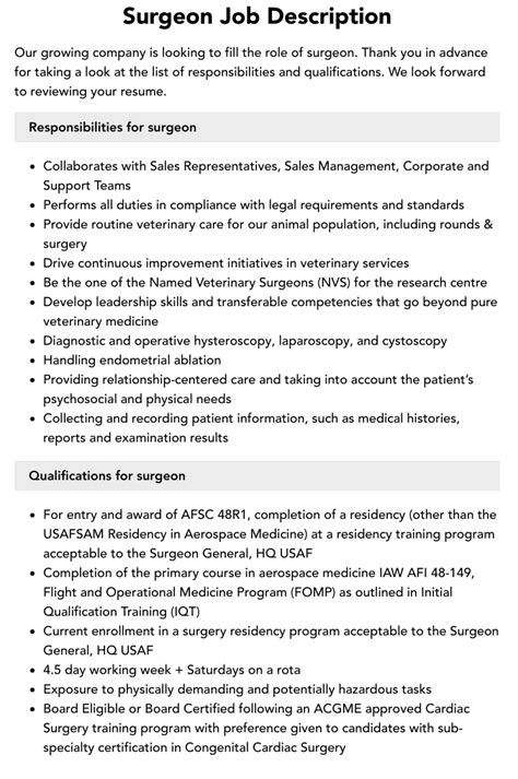 Surgeon Career Description