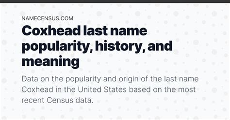 Surname Database: Coxhead Last Name Origin