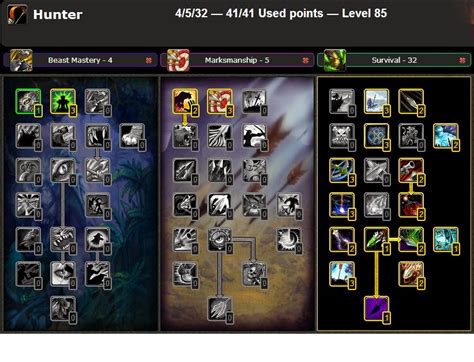 Surv hunter talents. Survival Hunters will fill out talent trees for both generic Hunter abilities as well as the spec-specific Survival nodes. As a result, there is a lot more room for choice and customization to fit ... 