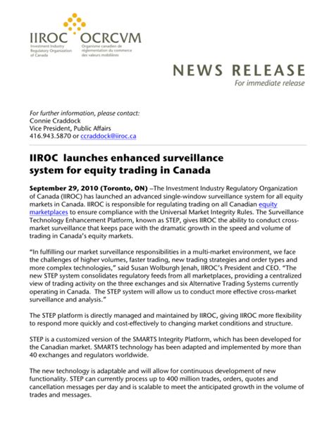 Surveillance Contacts IIROC