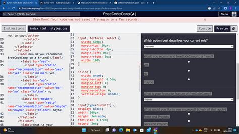 Survey Form Build a Survey Form HTMLCSS The freeCodeCamp Forum
