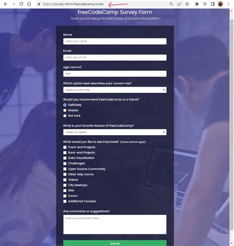 Survey Form Certification Project HTMLCSS The freeCodeCamp Forum