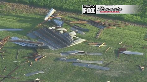 Surveying tornado damage in Hecker, Illinois from the air