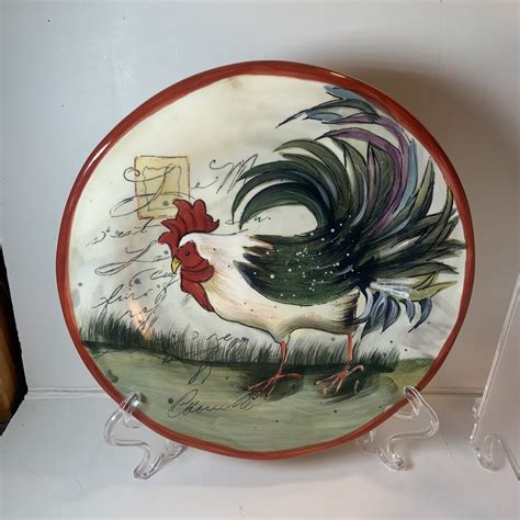 Susan winget dishes rooster.  The green ceramic finish adds a touch of...