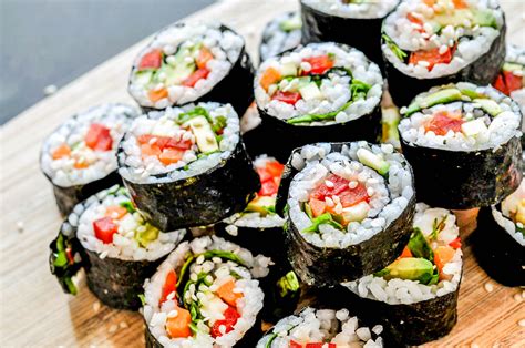 Sushi vegetarian. May 12, 2016 · Sushi Rice: In a small bowl, combine together rice vinegar, sugar, and salt. Stir well and set aside for the sugar and salt to dissolve while the you cook the rice. Place 2 cups of dry rice into a fine mesh strainer. Rinse rice under running water 30-60 seconds. 