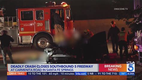 Suspected DUI crash leaves 2 dead on 5 Fwy; SB lanes closed through Santa Fe Springs