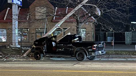 Suspects wearing fake police vests allegedly chased vehicle that crashed into pole in Etobicoke