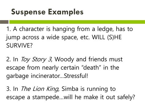 Suspense examples.  Every good novel needs a little suspense.  We’re scream...
