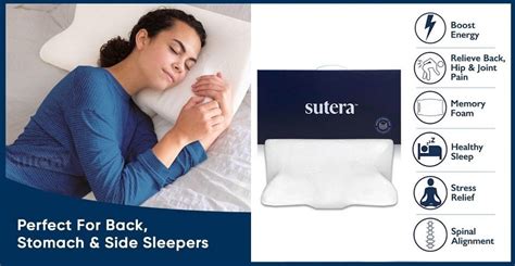 Apr 11, 2023 · Sutera Pillow reduces pain in the neck, back, head and shoulder muscles. It also improves snoring and is great for those who suffer from stress or light sleep. The pillow is easy to clean, travel ... . 