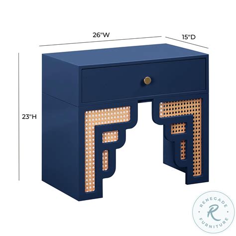 Suzie Navy And Rattan Nightstand From TOV Coleman Furniture