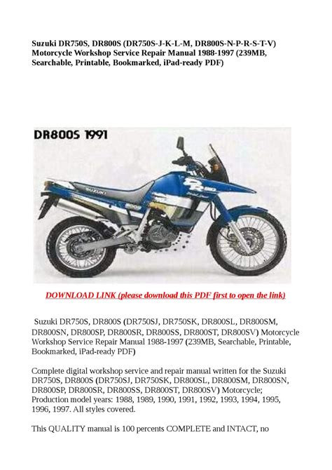 Suzuki dr750s dr800s große full service reparaturanleitung 1988 1997. - Primer level teacher guide faber piano adventures with dvd.