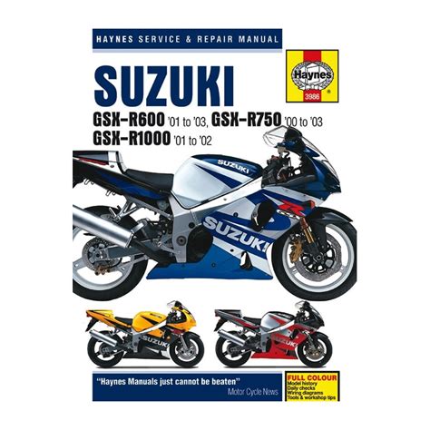 Suzuki gsx r600 01 to 03 gsx r750 00 to 03 gsx r1000 01 02 haynes service repair manual. - Jurassic world il gioco guida per android.