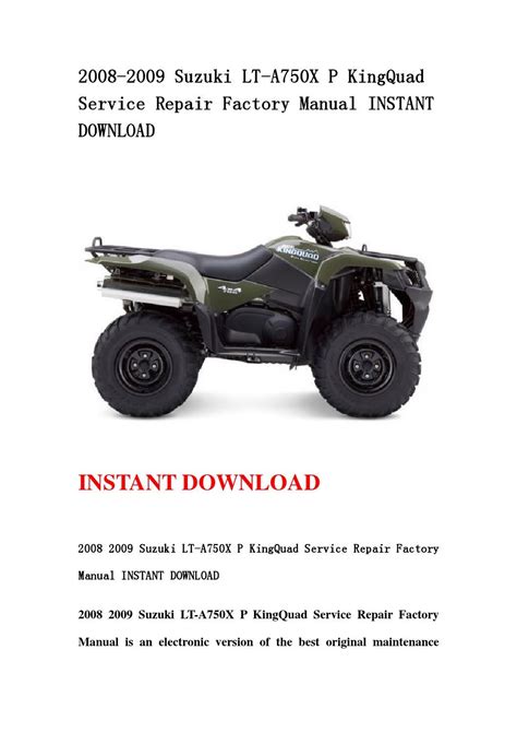 Suzuki lta750x p kingquad full service repair manual 2008 2009. - Aisc steel construction manual 14th free download.