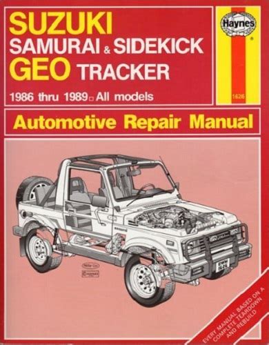 Suzuki samuraisidekick and geo tracker automotive repair manual all 4wd models. - Instituto nacional para el mejoramiento de la enseñanza de las ciencias, i.n.e.c..