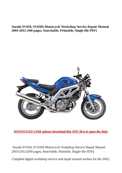 Suzuki sv650 sv650s manuale di servizio completo 2003 2010. - Hitachi zaxis zx30u 2 excavator parts catalog manual.