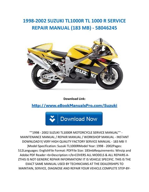 Suzuki tl1000r 1998 2002 repair service manual. - Manual de botânica econômica do maranhão.