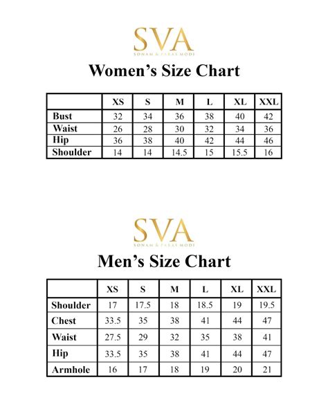 Svaha Size Chart